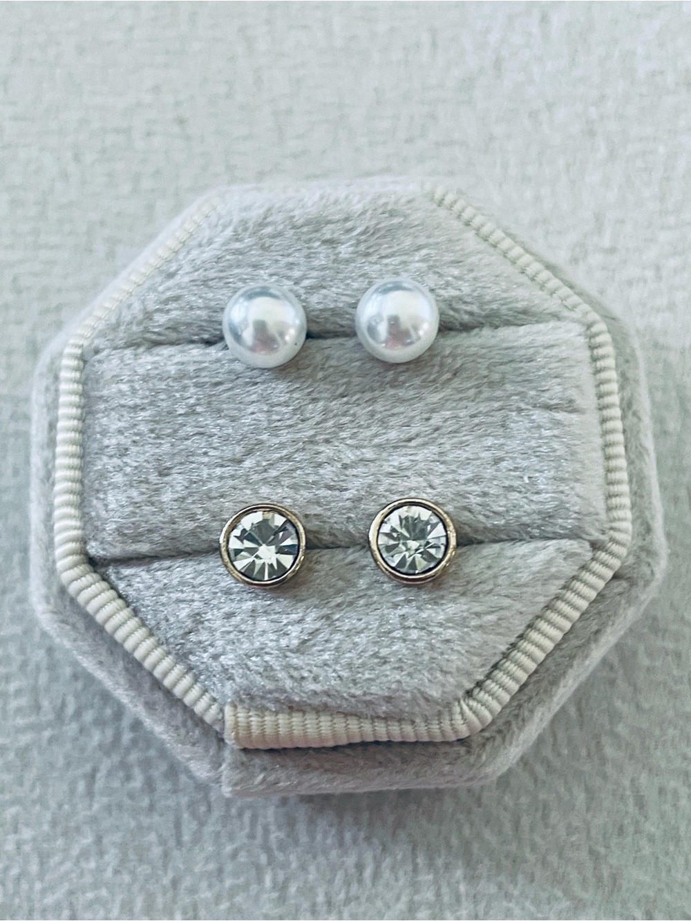 Pearl + diamond stud earrings